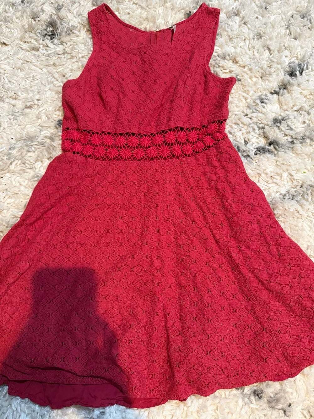 Free People Daisy Waist Fit and Flare Red Mini Dress